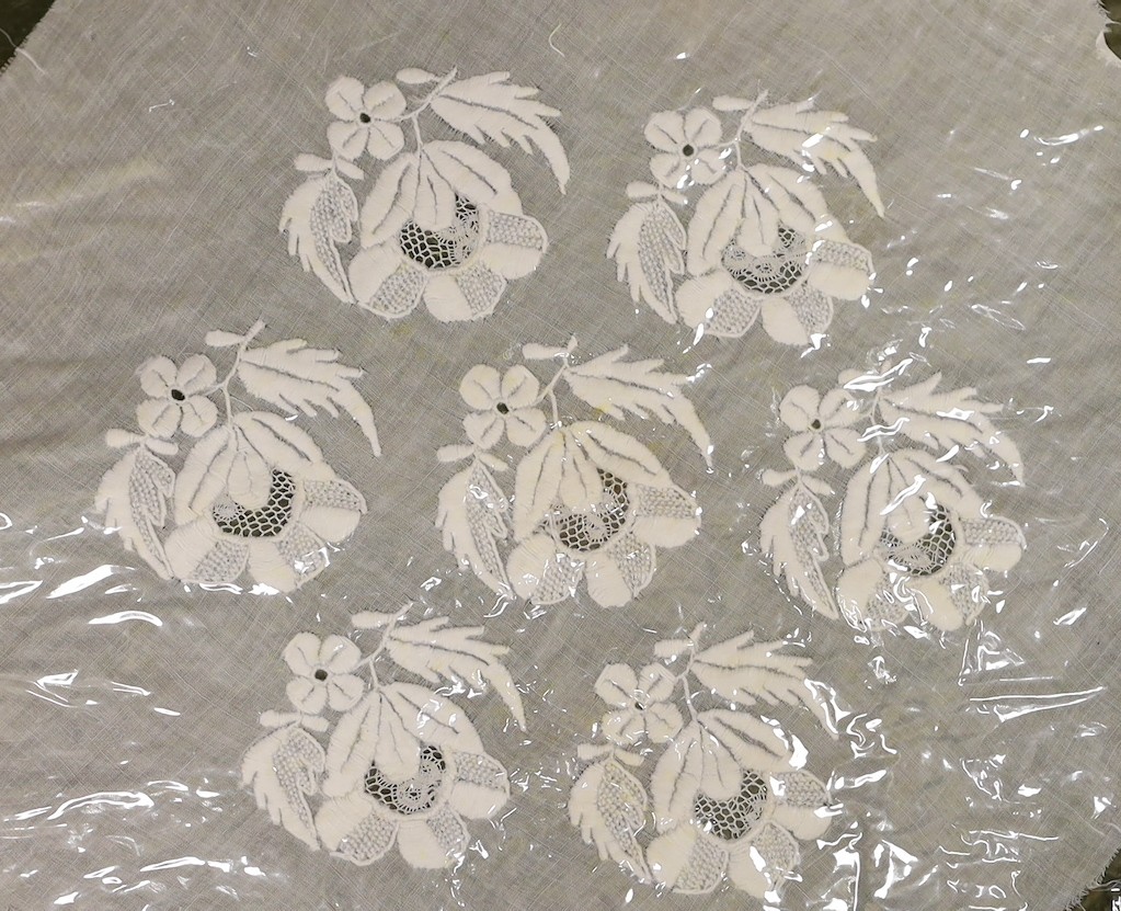 A large 19th century book of hand white worked samples of cap backs, possibly from Normandy and Northern France (approximately 96 sample pages)